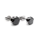 PAIR OF EARRINGS FOR MEN TEENS CLASP STEEL ROUND ZIRCON DIAMS BLACK NEW diameter of your choice 3mm 8mm ..