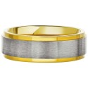 Anillo de compromiso Pareja hombres hombres de dos tonos de acero dorado con banda de plata