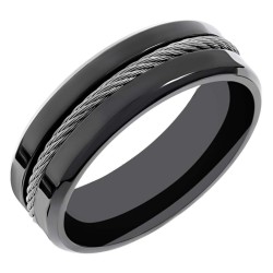 Original man ring black stainless steel with twisted cable