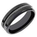 Bague originale pour homme acier inoxydable noir avec cable torsadé