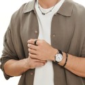 Black stainless steel ring ring with twisted cable