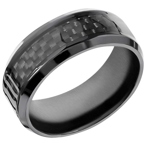 Details Modern Man Ring in Black Stainless Steel and Carbon Central Band