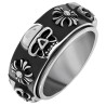 Anillo de acero inoxidable giratorio con cráneos y cruz celta con diseño único