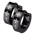 Kreole Ohrringe für Männer Stahl Schwarzes Kult-Maltic-Kreuz