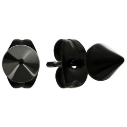Clous d'oreilles homme acier noir en forme de cône 2