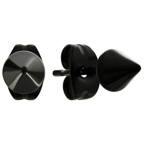 Boucles d'oreilles homme acier noir pointe cône