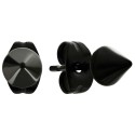 Boucles d'oreilles homme acier noir pointe cône