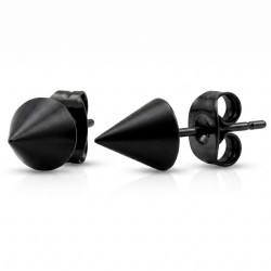 Clous d'oreilles homme acier noir en forme de cône
