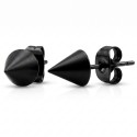 Clous d'oreilles homme acier noir en forme de cône