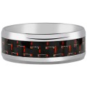 316L Stainless Steel Man With Red and Black Carbon Fiber Strip