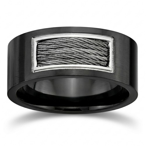 Dettagli Ampio uomo in titanio nero laccato 20mm con filo in acciaio torto