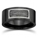 Details Wide 20mm lacquered black titanium man with twisted steel wire