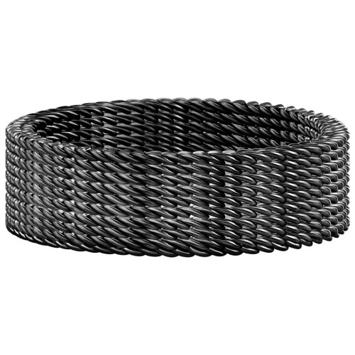Anillo de malla milanesa en acero negro con diseño moderno