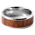 Anillo anillo de bodas de boda plateado de titanio con moderna banda de carpintería tintada