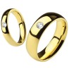 Duo of gilded titanium alliances with Zirconium stone, adapted widths 4mm for women and 6mm for men