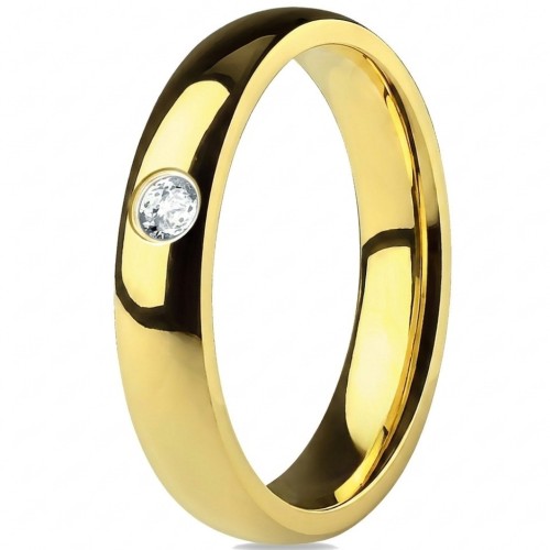 Anello Alleanza Anello di fidanzamento Donna Band d'oro in titanio Zirconio Larghezza 4mm