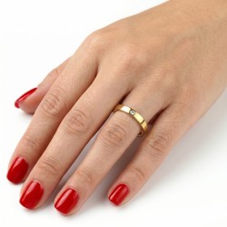 Duo of gilded titanium alliances with Zirconium stone, adapted widths 4mm for women and 6mm for men 2