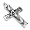 Gran colgante de acero para hombre en forma de cruz coronada por una flor de lis