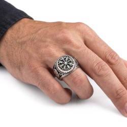 Anillo Caballero Hombre Steel Viking Nordic Compass VEGVISIR 2