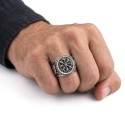 Cavaliere da uomo in acciaio inox con la bussola nordica Vegvisir
