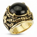men's knight gold steel with black onyx set by dragon claws