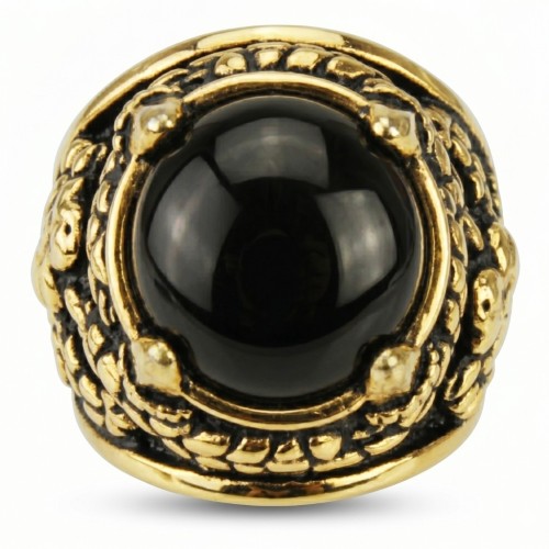 Details Nahaufnahme Gesicht Männer Goldener Stahl mit schwarzem Onyx Set von Dragon Claws