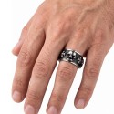 Bague rotative anti-stress pour homme en acier avec motifs têtes de mort et croix celtes sur fond noirci