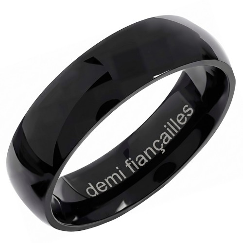 Anello personalizzato in acciaio inossidabile nero Alleanza personalizzato Larghezza 6mm