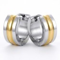 Paar von 7 mm breiten Créolen-Ohrringen für Männer in zweifarbigen Edelstahl mit goldenem Streifen