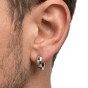 Pendientes criollos de Huggie Hombre de acero cepillado con bordes chapados en oro