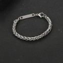 Mixed bracelet for men or woman in stainless steel with braided palm mesh and smooth plate to burn