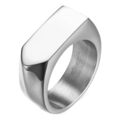 Bague Chevalière Homme en Acier - Avec Plateau Flèche Minimaliste à Graver