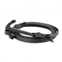 Bracciale da uomo a fascia in pelle con chiusura ad ancora marina, colore nero, acciaio, 20cm