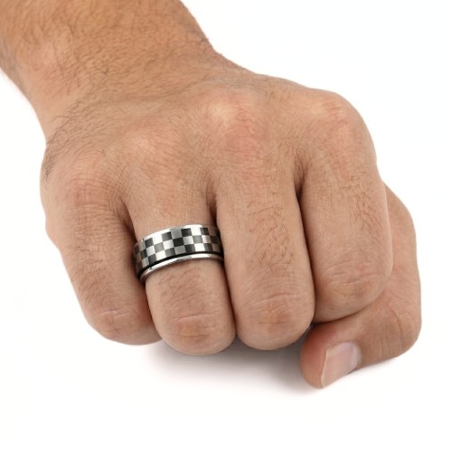 Bague pour homme résistante à l'eau en acier inoxydable massif avec profil intérieur lisse et bords confortables