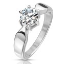 Minimalistisches Engagement-Edelstahl-Technischer Ring mit einem Solitaire-runden Stein in ultrafunkelnden Zirkonium