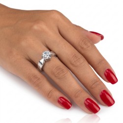 Minimalistisches Engagement-Edelstahl-Technischer Ring mit einem Solitaire-runden Stein in ultrafunkelnden Zirkonium 2