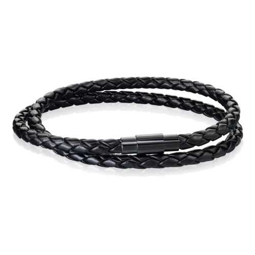 Brazalete negro brazalete doble lazos y cierre magnético acero 20cm