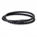 Brazalete negro brazalete doble lazos y cierre magnético acero 20cm