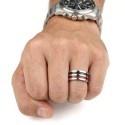 Stahl Mann Ring | Schwarze und rote Kohlefaser