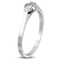 Moderner Solitaire Engagement Edelstahl-Verlobungsring mit runden Zirkoniumoxid-Stein