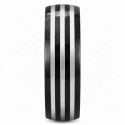 Profile view of the black ring for men showing the perfect alliance between dark lacquering and gray lines