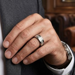 Ringring Mann Stahl - irisierende weiße Kohlefaserband 2