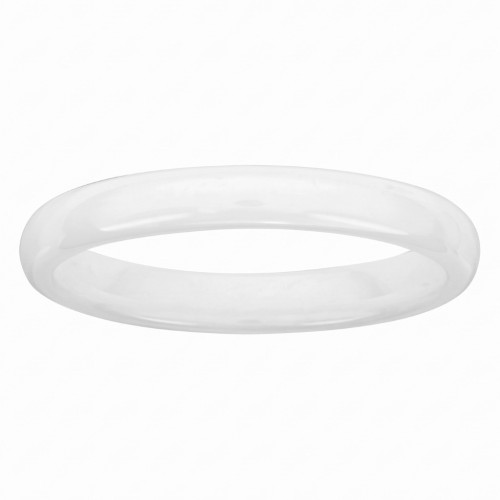Bague alliance moderne pour femme en pure céramique blanche avec un profil classique demi-jonc de 4mm