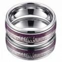 Bague Pour Femme Acier | Alliance Bande Violette et Météorite