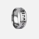 Schwarzer Edelstahlring eingraviertes Alphabet Runique Viking Valhalla
