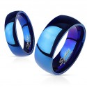 Anello uomo donna di fidanzamento coppia acciaio blu 6mm