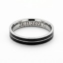 Bague pour homme en acier inoxydable avec deux bandes de couleur noire personnalisé avec gravure intérieure au laser
