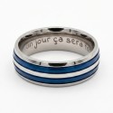 Focus on the perfectly smooth and polished interior of the titanium ring ready to accommodate a custom laser engraving