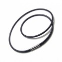 Modern cord collar for men and woman in soft black silicone with magnetic stainless steel clasp