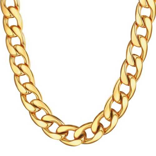 Collana catena uomo oro acciaio maglia cubana hip hop 60cm